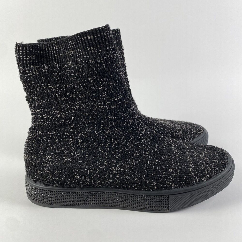 Bernie Mev. New York Chenille Boots Black Sparkle Soles Women Size 6.5 Pre-Owned
